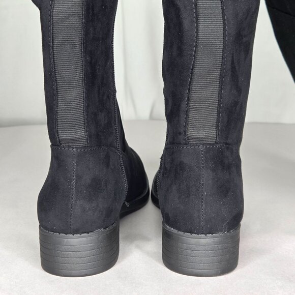 NWOT Sun + Stone Women's Allicce Over-The-Knee Boots Black Microfiber - Picture 4 of 5